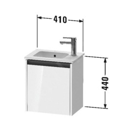 Duravit Ketho.2 - Meuble-vasque 440x410x292 mm, 1 porte, charnières à gauche, blanc brillant K25060L22220000