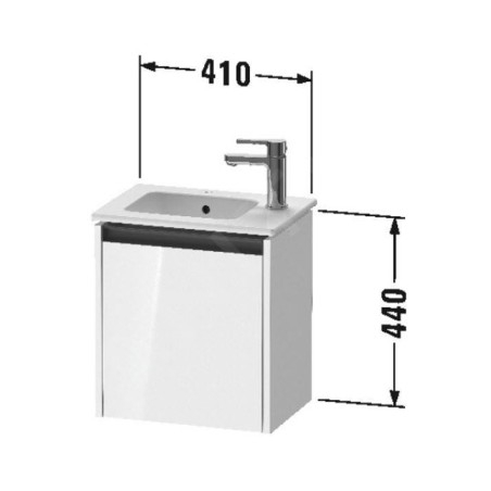 Duravit Ketho.2 - Meuble-vasque 440x410x292 mm, 1 porte, charnières à gauche, blanc brillant K25060L22220000