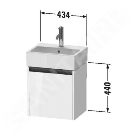 Duravit Ketho.2 - Meuble-vasque 440x434x338 mm, 1 porte, charnières à droite, blanc brillant K25070L22220000
