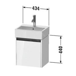 Duravit Ketho.2 - Meuble-vasque 440x434x338 mm, 1 porte, charnières à gauche, blanc mat K25070L18180000
