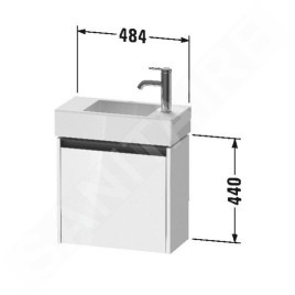 Duravit Ketho.2 - Meuble-vasque 440x484x238 mm, 1 porte, charnières à droite, blanc brillant K25072L22220000