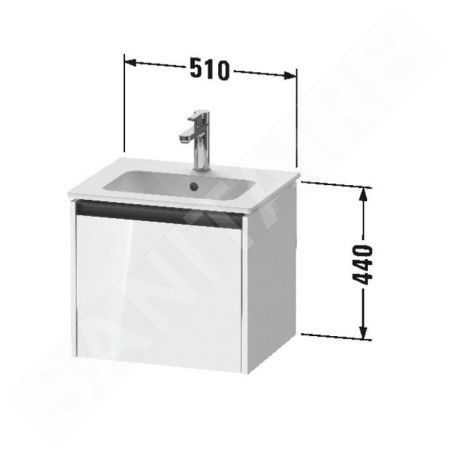 Duravit Ketho.2 - Meuble-vasque, 440x510x420 mm, 1 tiroir, blanc mat K25061018180000