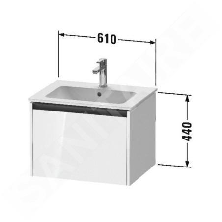 Duravit Ketho.2 - Meuble à lavabo 440x610x480 mm, 1 tiroirs, graphite mat K25062049490000