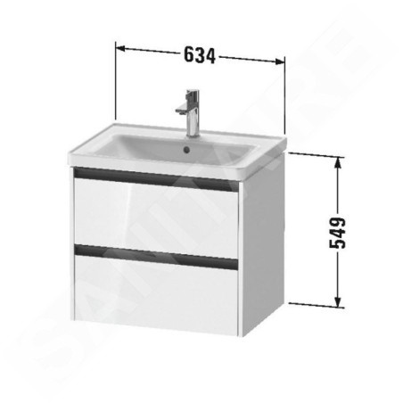 Duravit Ketho.2 - Meuble-vasque, 549x634x455 mm, 2 tiroirs, blanc mat K25282018180000