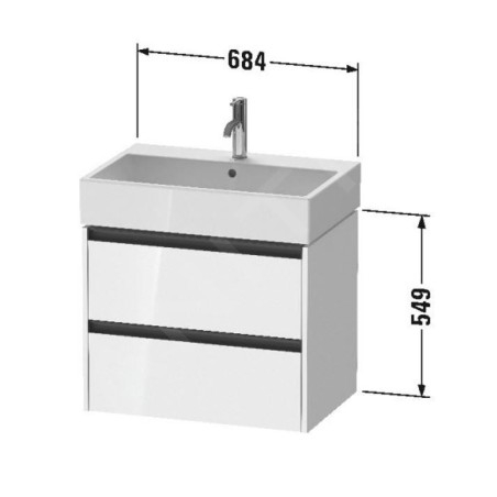 Duravit Ketho.2 - Meuble-vasque, 549x684x460 mm, 2 tiroirs, graphite mat K25276049490000