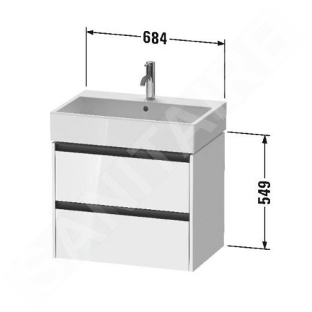 Duravit Ketho.2 - Meuble-vasque, 549x684x460 mm, 2 tiroirs, blanc mat K25276018180000