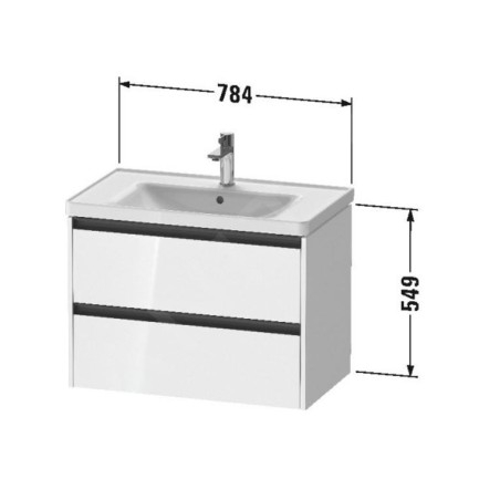Duravit Ketho.2 - Meuble-vasque, 549x784x455 mm, 2 tiroirs, blanc brillant K25283022220000