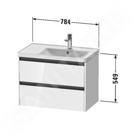 Duravit Ketho.2 - Meuble-vasque, 549x784x455 mm, 2 tiroirs, blanc mat K25286018180000