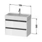 Duravit Ketho.2 - Meuble-vasque, 549x784x460 mm, 2 tiroirs, blanc mat K25277018180000 Duravit Ketho.2 - Meuble-vasque, 549x784x460 mm, 2 tiroirs, blanc mat K25277018180000