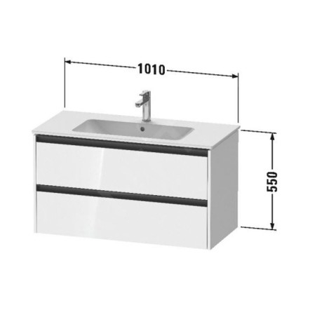 Duravit Ketho.2 - Meuble sous lavabo 550x1010x480 mm, 2 tiroirs, blanc brillant K25264022220000
