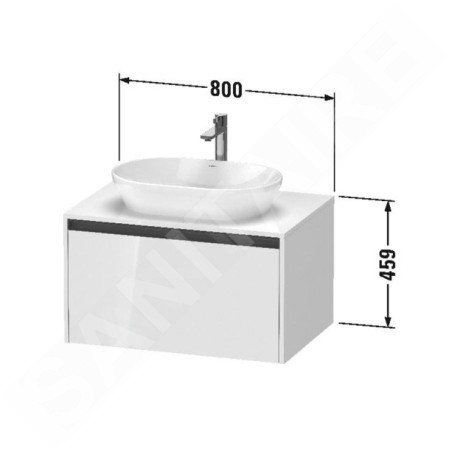 Duravit Ketho.2 - Meuble de lavabo avec découpe 459x800x550 mm, 1 tiroirs, graphite mat K24885049490000