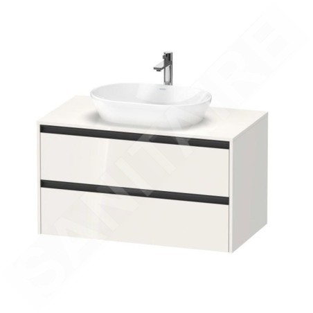 Duravit Ketho.2 - Meuble de lavabo avec découpe 568x1000x550 mm, 2 tiroirs, blanc brillant K24896022220000