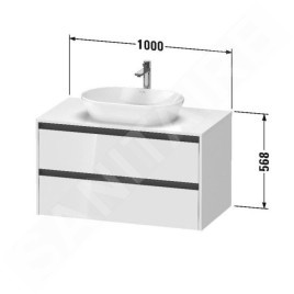 Duravit Ketho.2 - Meuble de lavabo avec découpe 568x1000x550 mm, 2 tiroirs, blanc brillant K24896022220000