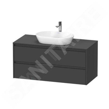 Duravit Ketho.2 - Meuble de lavabo avec découpe 568x1200x550 mm, 2 tiroirs, graphite mat K24897049490000