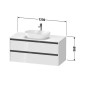 Duravit Ketho.2 - Meuble de lavabo avec découpe 568x1200x550 mm, 2 tiroirs, blanc brillant K24897022220000 Duravit Ketho.2 - Meuble de lavabo avec découpe 568x1200x550 mm, 2 tiroirs, blanc brillant K24897022220000