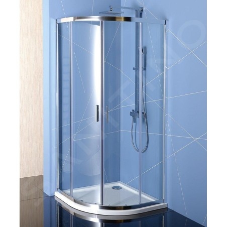 Polysan Easy Line - Cabine de douche quart de cercle, 900 x 900 mm, aluminium poli/verre clair EL2615