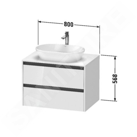 Duravit Ketho.2 - Meuble de lavabo avec découpe 568x800x550 mm, 2 tiroirs, blanc mat K24895018180000