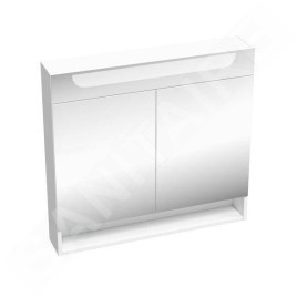 Ravak Classic II - Armoire de toilette avec éclairage LED, 800x140x760 mm, 2 portes, blanc brillant X000001471
