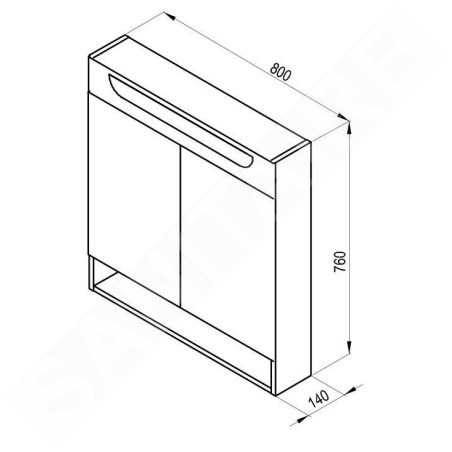 Ravak Classic II - Armoire de toilette avec éclairage LED, 800x140x760 mm, 2 portes, blanc brillant X000001471