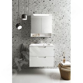 Ravak Classic II - Armoire de toilette avec éclairage LED, 800x140x760 mm, 2 portes, blanc brillant X000001471