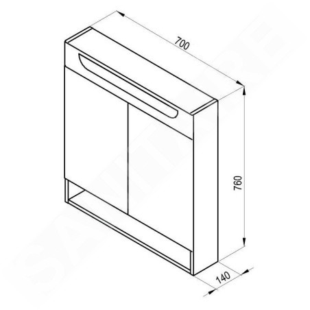 Ravak Classic II - Armoire avec glace et éclairage LED, 700x140x760 mm, 2 portes, blanc brillant X000001470