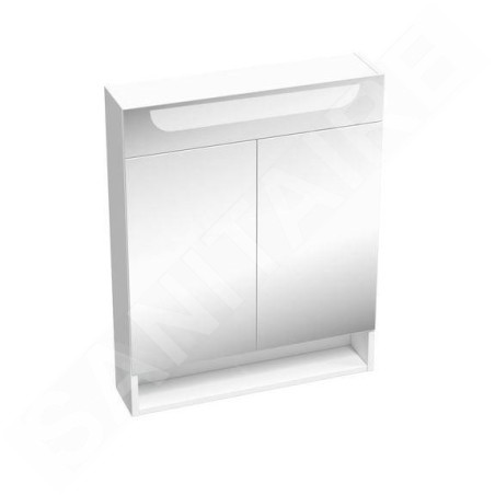 Ravak Classic II - Armoire avec miroir et éclairage LED, 600x140x760 mm, 2 portes, blanc brillant X000001469