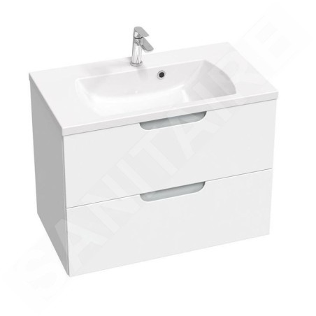 Ravak Classic II - Meuble lavabo 794x446x584 mm, 2 tiroirs, blanc/gris brillant X000001481
