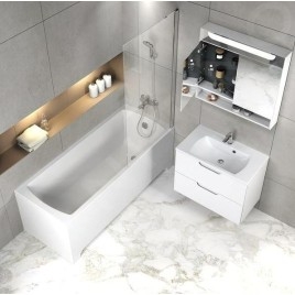 Ravak Classic II - Meuble lavabo 694x446x584 mm, 2 tiroirs, blanc/gris brillant X000001479