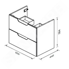 Ravak Classic II - Meuble vasque 694x446x584 mm, 2 tiroirs, blanc brillant X000001478