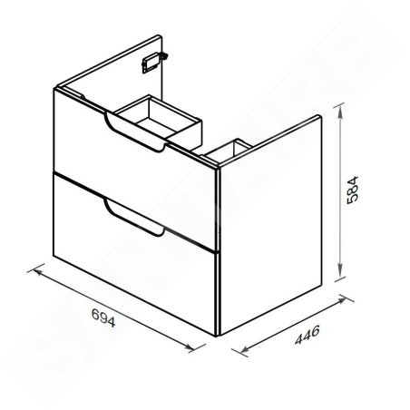 Ravak Classic II - Meuble vasque 694x446x584 mm, 2 tiroirs, blanc brillant X000001478