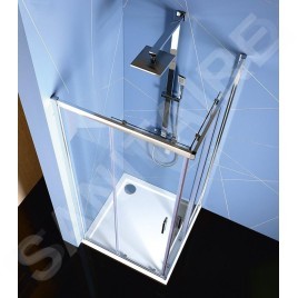 Polysan Easy Line - Paroi de douche 800 x 800 mm, aluminium/verre clair EL5215