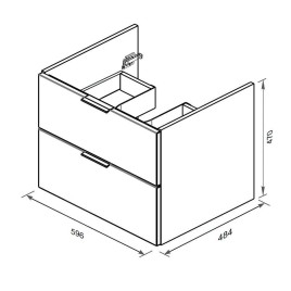 Ravak Rosa II - Meuble vasque 596x484x470 mm, 2 tiroirs, blanc brillant X000001494