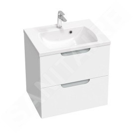 Ravak Classic II - Meuble lavabo 594x446x584 mm, 2 tiroirs, blanc/gris brillant X000001477
