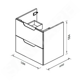 Ravak Classic II - Meuble lavabo 594x446x584 mm, 2 tiroirs, blanc/gris brillant X000001477