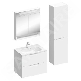 Ravak Classic II - Meuble lavabo 594x446x584 mm, 2 tiroirs, blanc/gris brillant X000001477
