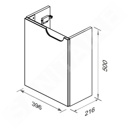 Ravak Classic II - Meuble-vasque 396x216x500 mm, 1 porte, charnières à gauche, blanc brillant X000001484