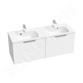 Ravak Classic II - Meuble lavabo 1294x446x470 mm, 2 tiroirs, blanc/gris brillant X000001483