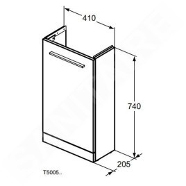 Ideal Standard i.Life S - Meuble de lavabo, 410x740x205 mm, 1 porte, blanc mat T5005DU