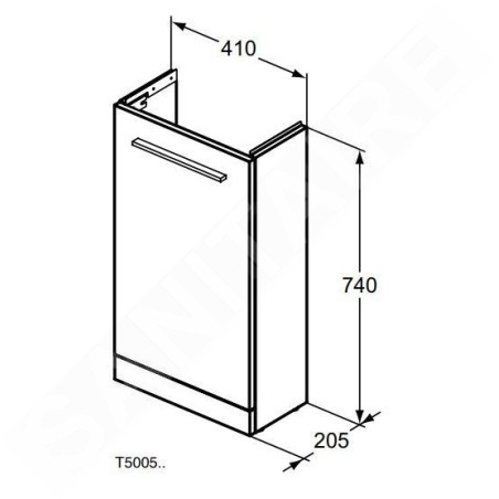 Ideal Standard i.Life S - Meuble de lavabo, 410x740x205 mm, 1 porte, blanc mat T5005DU