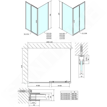 Polysan Easy Line - Porte de douche 1100 mm, aluminium poli/verre transparent EL1115