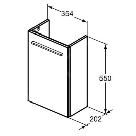 Ideal Standard i.Life S - Meuble de lavabo, 354x550x202 mm, 1 porte, blanc mat T5302DU