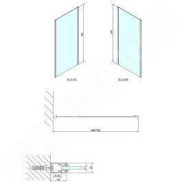 Polysan Easy Line - Paroi de douche latérale 700x1900 mm, verre clair EL3115