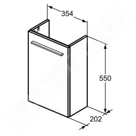 Ideal Standard i.Life S - Meuble de lavabo, 354x550x202 mm, 1 porte, chêne naturel T5302NX
