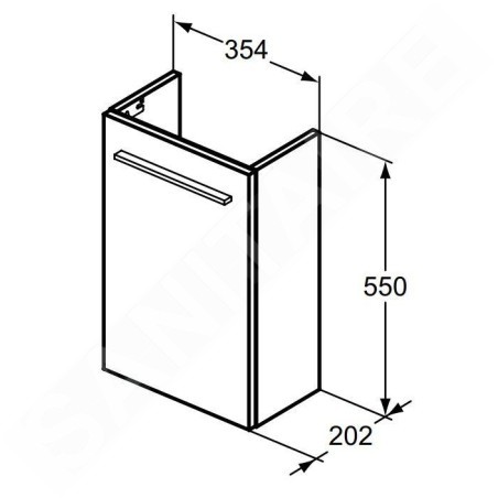 Ideal Standard i.Life S - Meuble de lavabo, 354x550x202 mm, 1 porte, chêne naturel T5302NX
