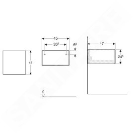 Geberit ONE - Meuble latéral 45x25x47 cm, 1 tiroirs, chêne 505.078.00.5