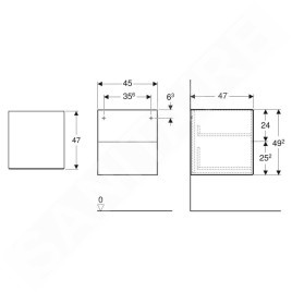 Geberit ONE - Meuble latéral 45x49x47 mm avec tiroirs, chêne 505.077.00.5