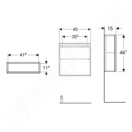 Geberit iCon - Armoire 45x47x15 cm, 1 porte, charnières G/D, chêne 502.319.JH.1