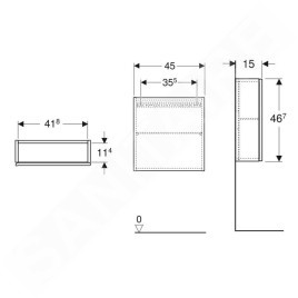 Geberit iCon - Armoire 45x47x15 cm, 1 porte, charnières G/D, lave 502.319.JK.1
