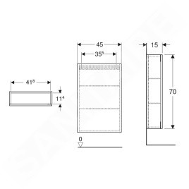 Geberit iCon - Armoire 45x70x15 cm, 1 porte, charnières G/D, lave 502.318.JK.1
