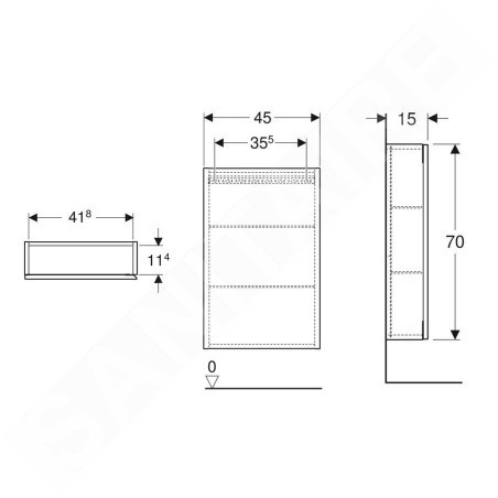Geberit iCon - Armoire 45x70x15 cm, 1 porte, charnières G/D, lave 502.318.JK.1